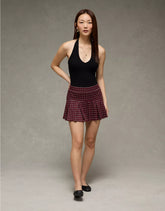 AE It Knit Low-Rise Pleated Plaid Skort