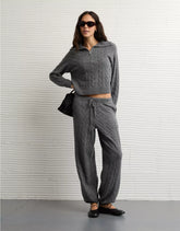 AE High-Waisted Cable Knit Sweatpant