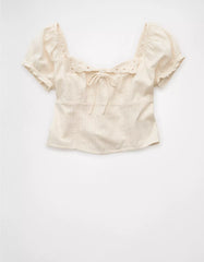 AE Short-Sleeve Tie-Front Blouse