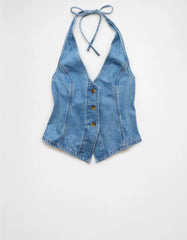AE Denim Halter Vest