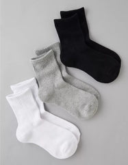 AE Solid Cropped Crew Socks 3-Pack