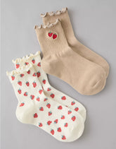 AE Fruit Ruffled Cropped Crew Socks 2-Pack