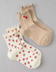 AE Fruit Ruffled Cropped Crew Socks 2-Pack