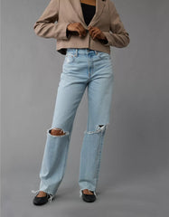 AE Strigid Ripped Super High-Waisted Baggy Straight Jean