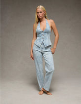 AE Floral Print Stretch Low-Rise Baggy Straight Jean