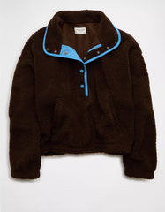 AE Relaxed Sherpa Fleece Henley Sweatshirt