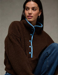 AE Relaxed Sherpa Fleece Henley Sweatshirt