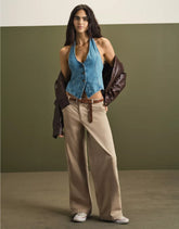 AE Low-Rise Wide-Leg Khaki Pant