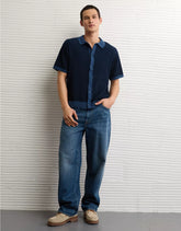 AE Striped Button-Up Sweater Polo