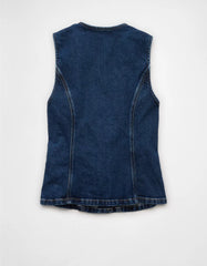 AE Crew Neck Button-Up Denim Vest