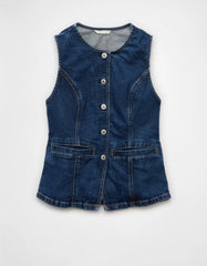 AE Crew Neck Button-Up Denim Vest