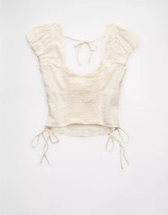 AE Side-Tie Lace-Up Blouse