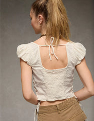 AE Side-Tie Lace-Up Blouse