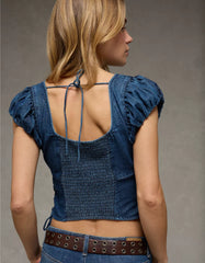 AE Side-Tie Lace-Up Blouse