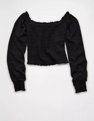 AE Sunchaser Off-the-Shoulder Smocked Tee