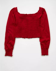 AE Sunchaser Off-the-Shoulder Smocked Tee