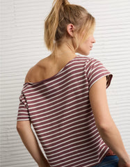 AE Off-the-Shoulder Striped T-Shirt