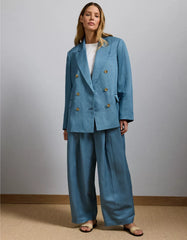 AE77 Premium Linen-Silk Blend Double-Breasted Blazer