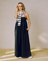 AE77 Premium Wide-Leg Denim Jumpsuit