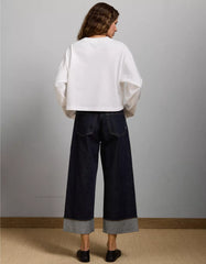 AE77 Premium Wide Crop Cuff Jean