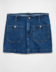 AE Stretch Low-Rise A-Line Denim Mini Skirt