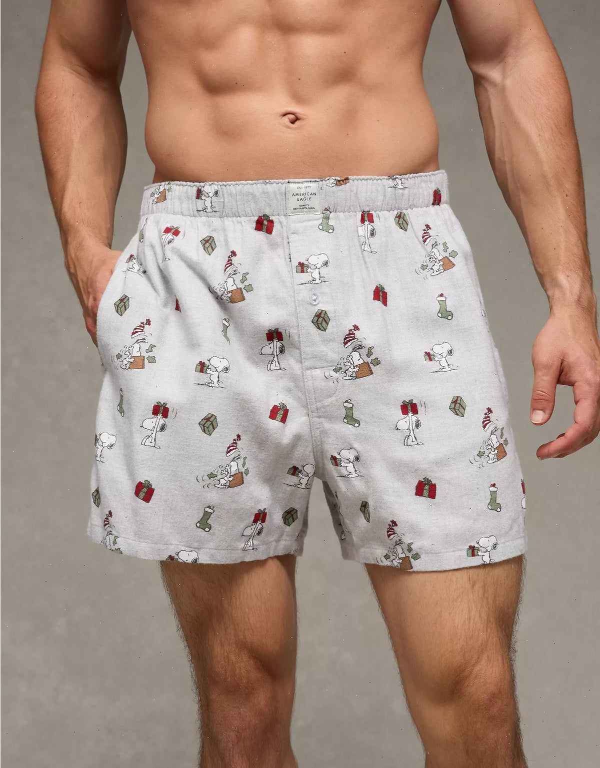 AEO Snoopy Flannel Pocket Boxer Short