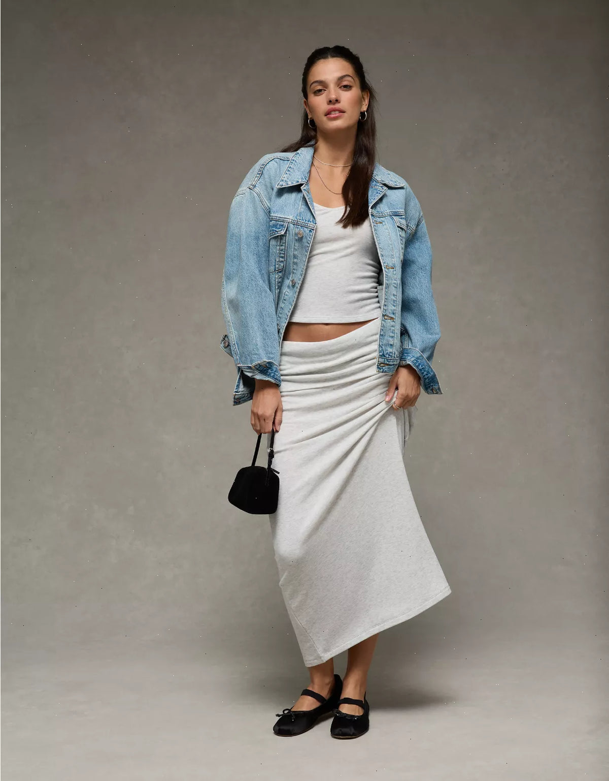 AE Cozy High-Waisted Foldover Maxi Skirt