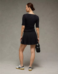 AE It Knit Low-Rise Belted Pleated Skort