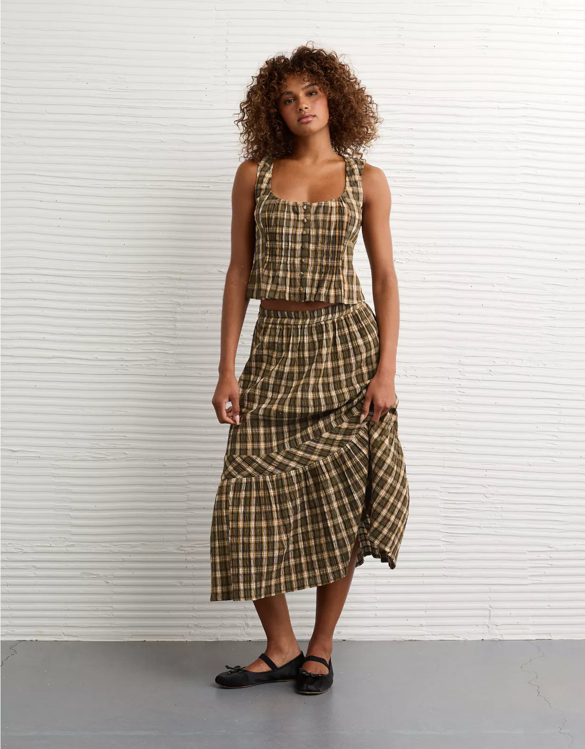 AE Plaid Maxi Skirt