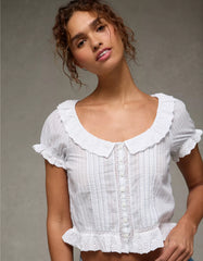 AE Schiffli Button-Up Blouse