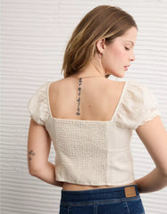 AE Short-Sleeve Tie-Front Blouse