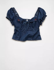 AE Short-Sleeve Tie-Front Blouse