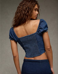 AE Short-Sleeve Tie-Front Blouse