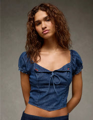 AE Short-Sleeve Tie-Front Blouse