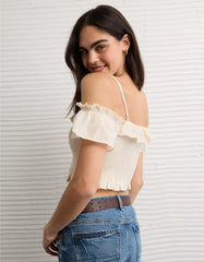 AE Smocked Cold Shoulder Cami