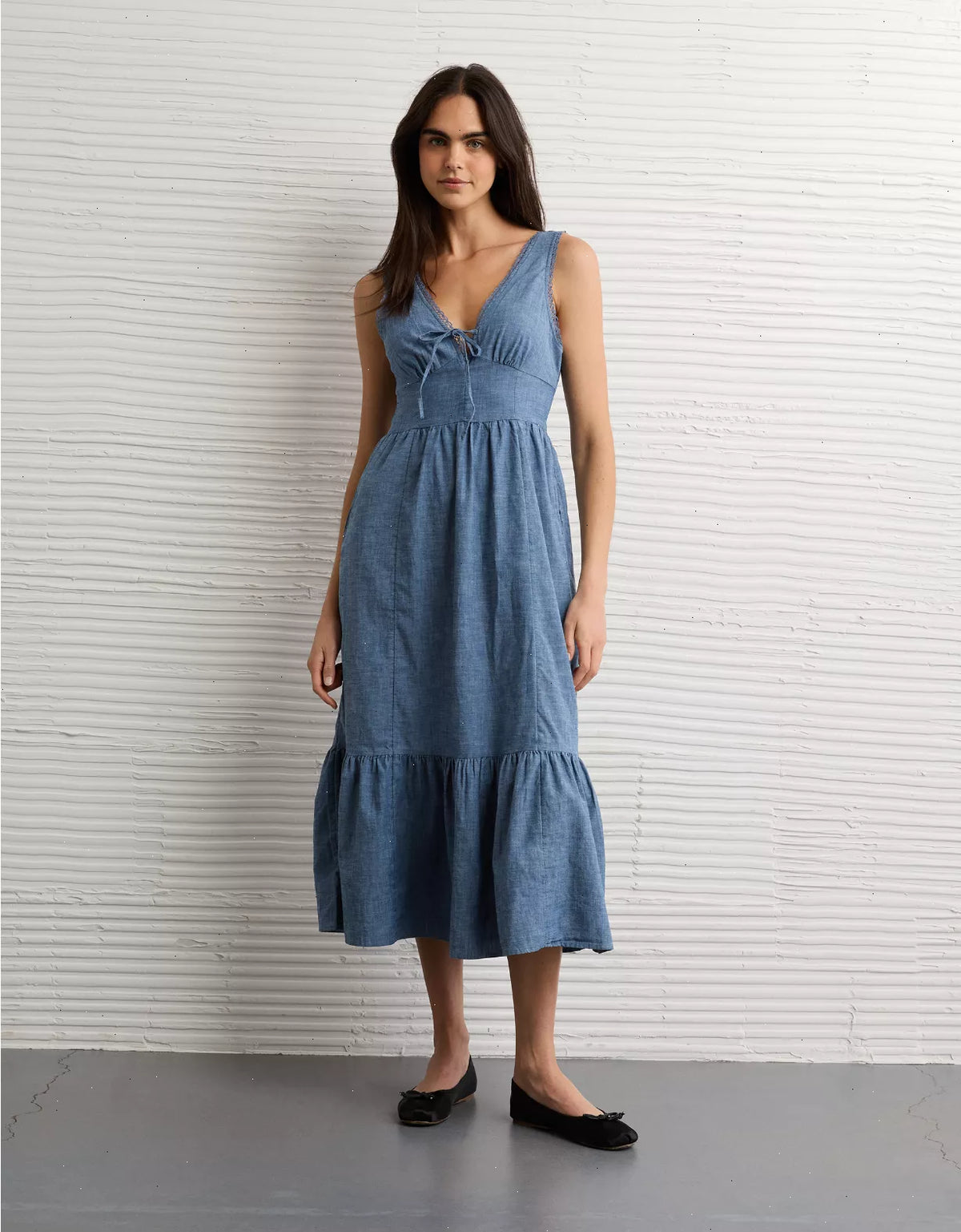 AE Tie-Front Midi Dress