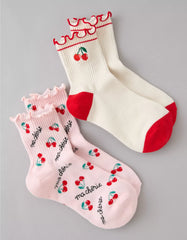 AE Fruit Ruffled Cropped Crew Socks 2-Pack