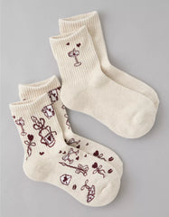 AE Valentine's Day Cropped Crew Socks 2-Pack