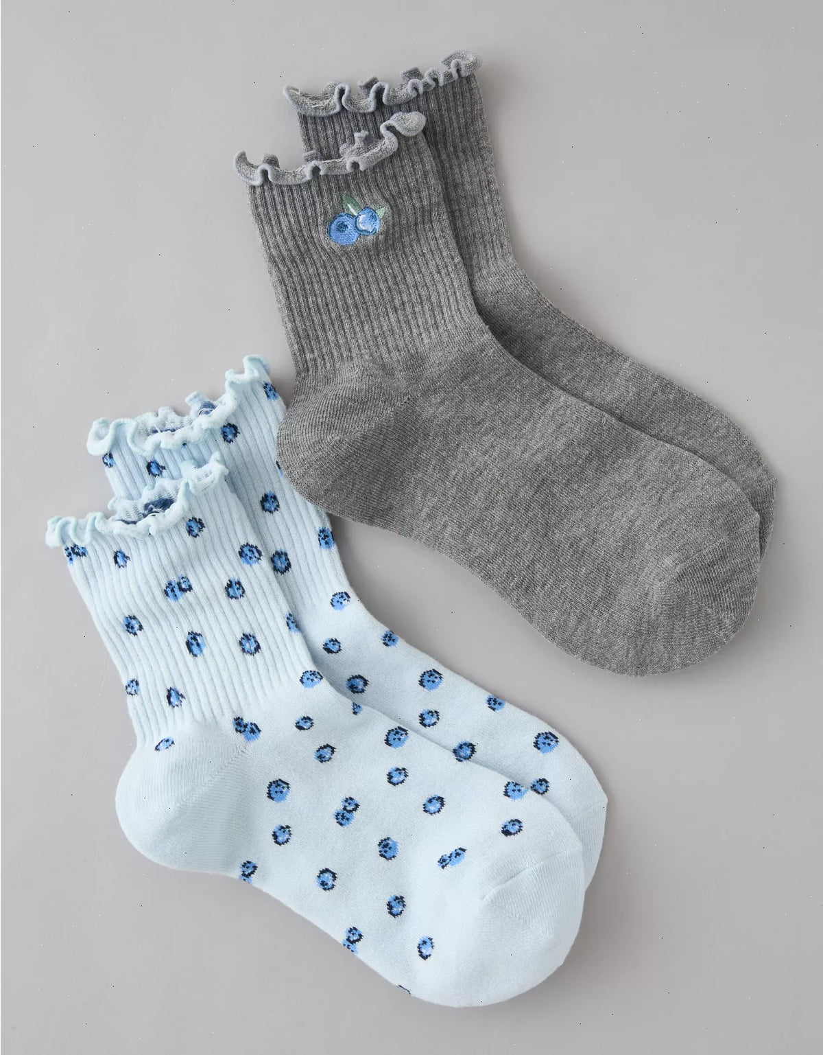 AE Fruit Ruffled Cropped Crew Socks 2-Pack