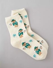 AE St. Patty's Teddy Bear Cropped Crew Socks