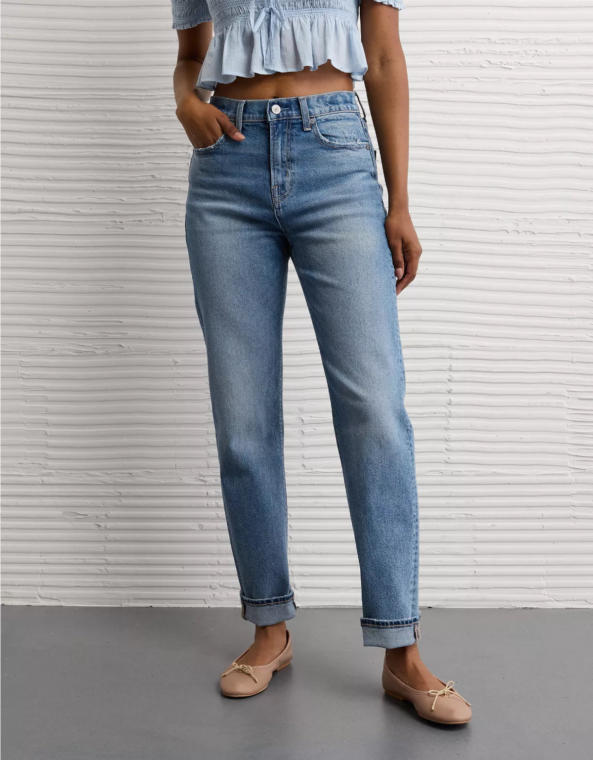 AE Stretch Super High-Waisted Ankle Straight Jean