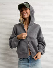 AE Everyday Luxe Barrel Sleeve Full Zip Hoodie