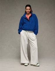 AE Relaxed Sherpa Fleece Henley Sweatshirt