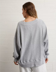 AE Big Hug V-Neck Waffle Sweatshirt