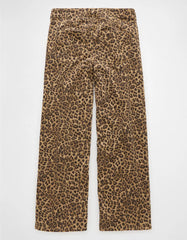 AE Stretch Leopard Low-Rise Baggy Wide-Leg Pant