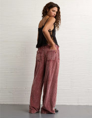 AE Stretch Corduroy Low-Rise Baggy Wide-Leg Pant