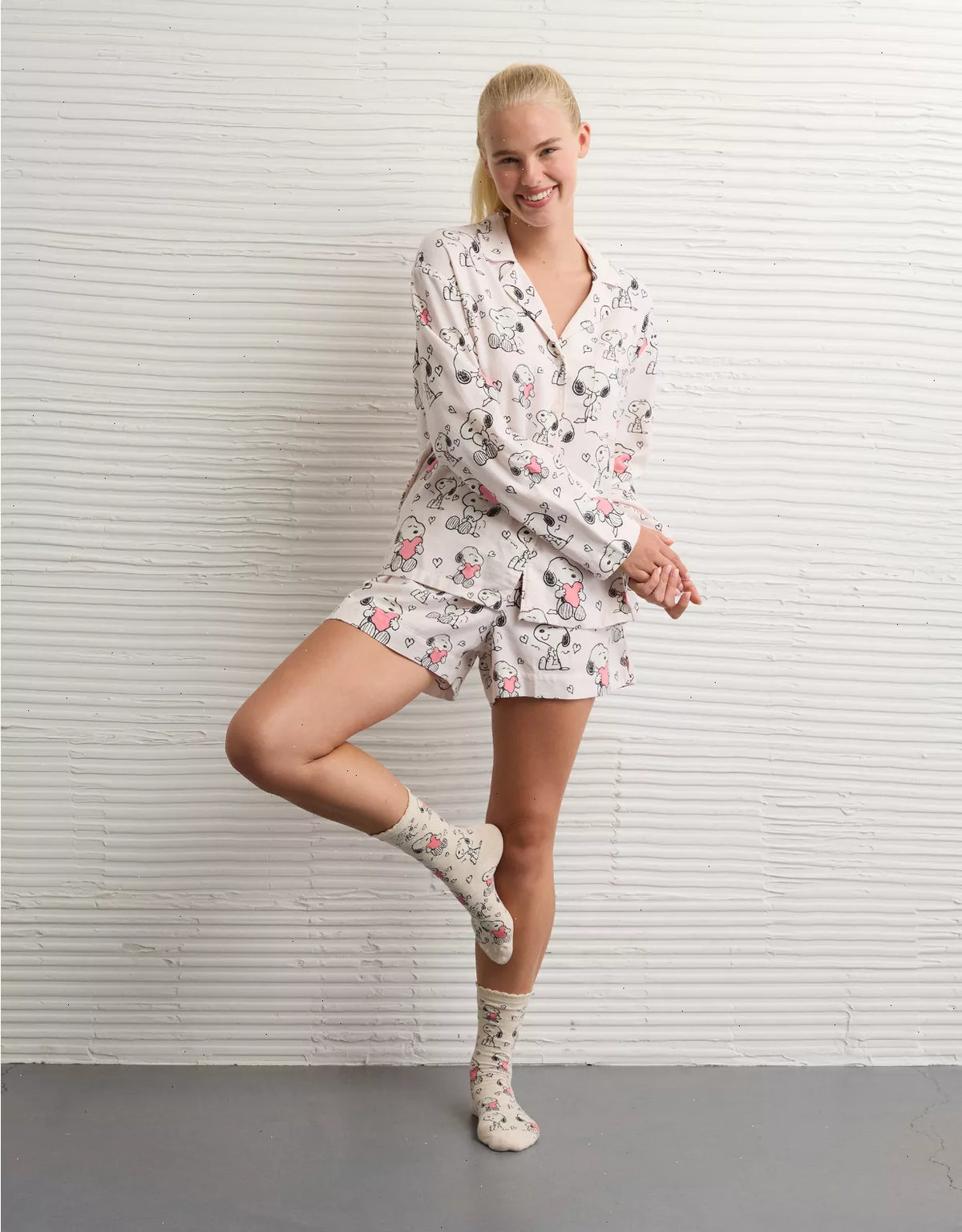 AE Snoopy Valentine's Day Flannel PJ Set