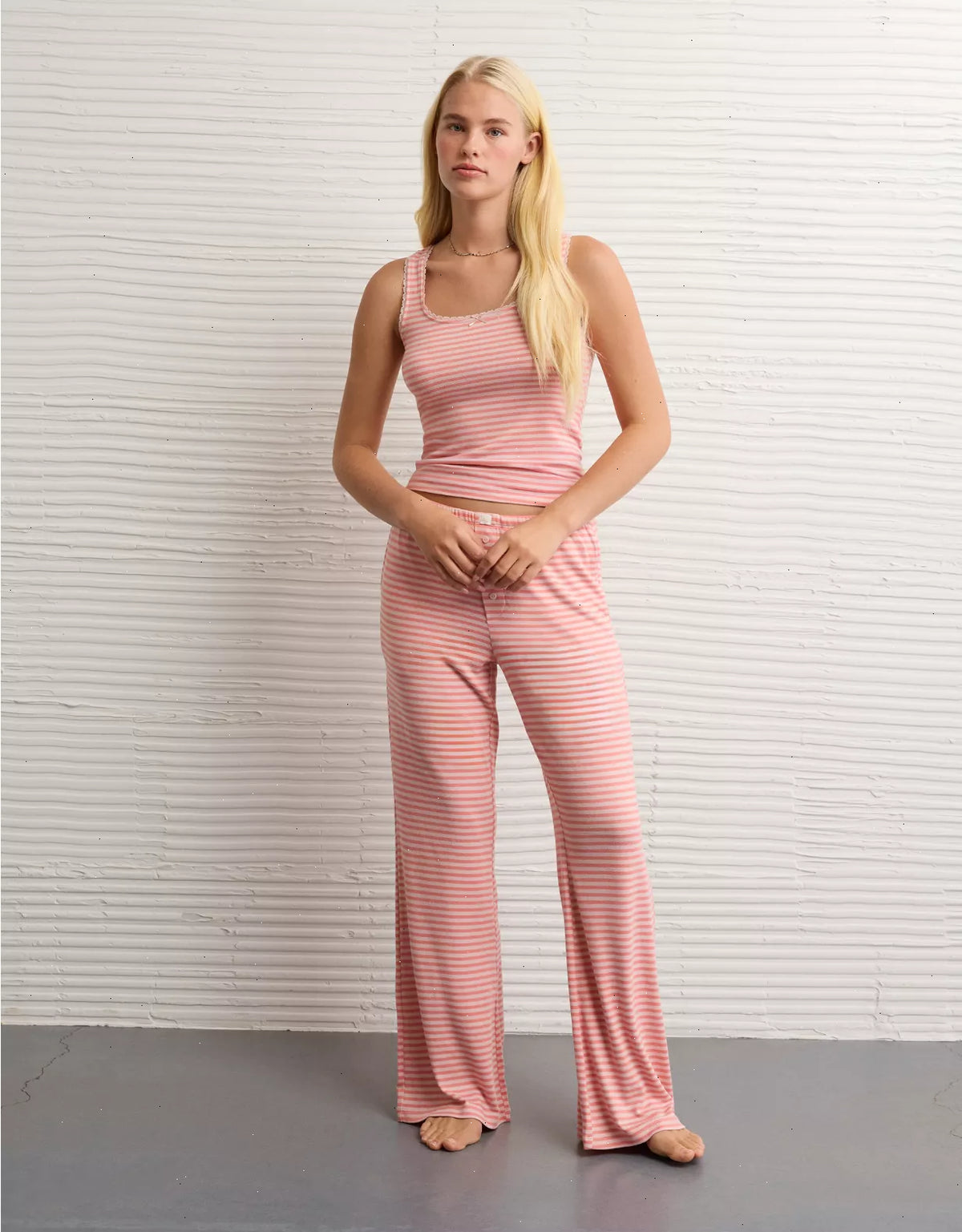 AE Luxe Plush Striped PJ Set