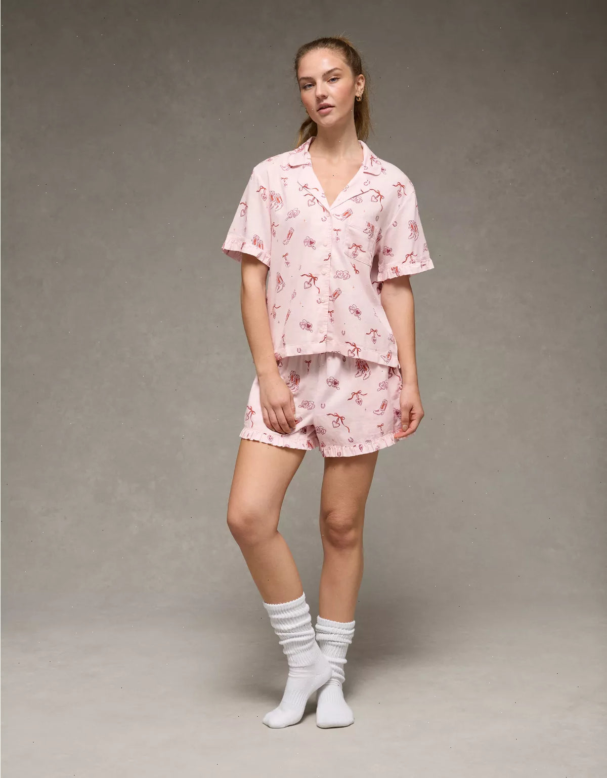 AE Ruffled Flannel PJ Set