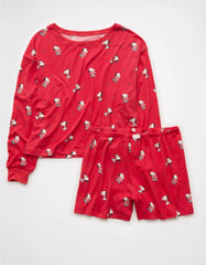 AE Luxe Plush Snoopy Valentine's Day PJ Set